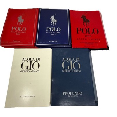 Designer Mens Cologne Spray Set 5pc Ralph Lauren Giorgio Armani 0.04oz