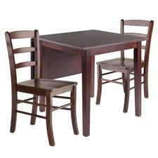 Wood Perrone 3-Pc Dining Set, Drop Leaf Table & 2 Ladderback Chairs