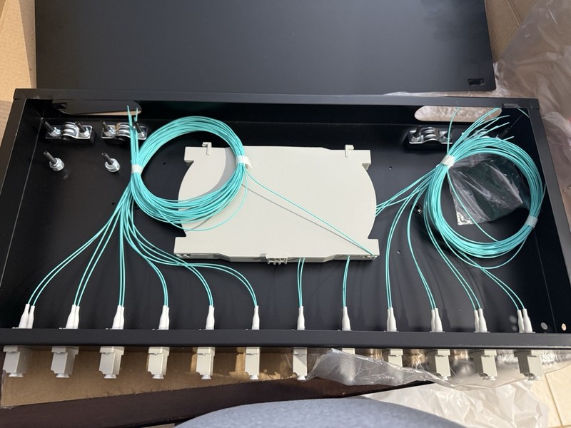 LC-OM3 12 Duplex 24 Port Fiber Enclosure Box - 1 RU Rack Mount Multimode LC-U...
