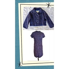 VTG Blum's-Vogue RARE Suzanne Augustine Purple Tweed 60s Dress Jacket Set Sz 6