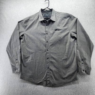 Marc Ecko Shirt Mens 2XL Gray Cut & Sew Long Sleeve Button Front Casual