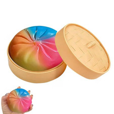 Colorful Dumpling Squishy Stress Balls – Sensory Fidget Toys with Steamer Basket