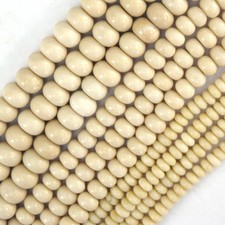 Natural Cream River Stone Rondelle Button Beads 15" Strand 4mm 6mm 8mm