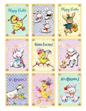 9 Retro Style Easter Animals Pocket Letter Cards Journal Scrapbook Crafts 109N