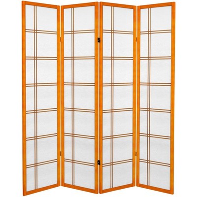 6 ft. Tall Canvas Double Cross Room Divider - Honey - 4 Panels
