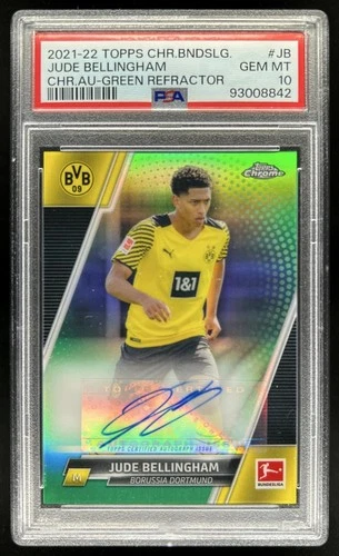 2021 Topps Chrome Bundesliga Jude Bellingham Auto Green Refractor #/99 PSA 10