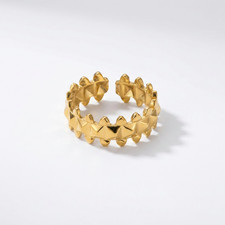 Gold Crown Ring Zigzag Chevron Tiara Statement Bold Jewelry Gift for Her