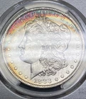 1883-O PCGS CAC MS64+ (Plus) Morgan Dollar w/ Vibrant, Rainbow Crescent Toning