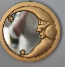Gold Celestial Quarter Moon Face Wall Mirror ...