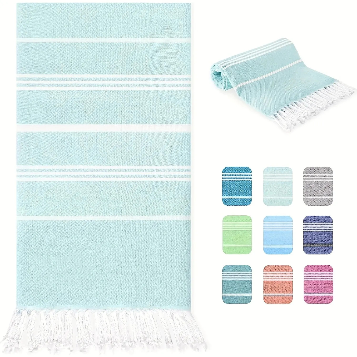 100X180cm Turkish Beach Towel Oversized Sand Free Tassel Dry Swim Light Travel