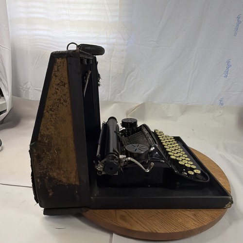 Vintage Beautiful 1929 LC Smith & Corona 4 Black & Gold Portable Typewriter/Case - Afbeelding 8 van 13
