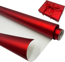 Red Gift Wrapping Paper Roll: 43Cm X 12M Solid Color Matte Metallic Recyclable W