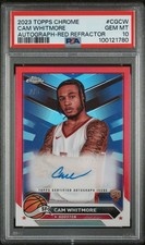 2023-24 Topps Chrome Cam Whitmore RC Rookie Red Refractor Auto #2/5 PSA 10 Gem