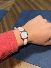 Timex Indiglo Ladies 24mm Silver-Tone Square Pink Analog Watch TESTED