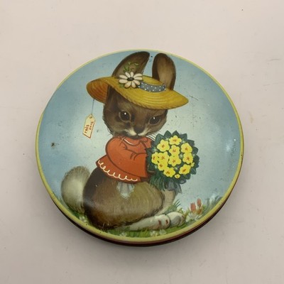 Vintage Blechdose Riley s Toffee Osterhase Hase Haube Halifax Retro 1950