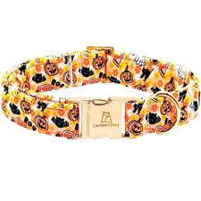 Fall Halloween Pumpkin Dog Collar - Heavy Comfortable Adjustable Pink for Lar...