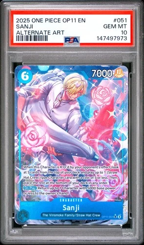 2025 ONE PIECE OP11-A FIST OF DIVINE SPEED ALTERNATE ART #051 SANJI PSA 10