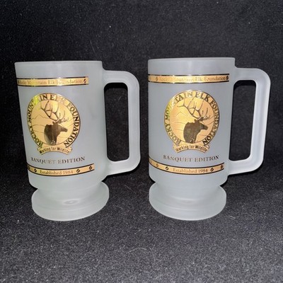 Rocky Mountain Elk Foundation Frosted Mug Member Banquet Edition Gold Stein (2)