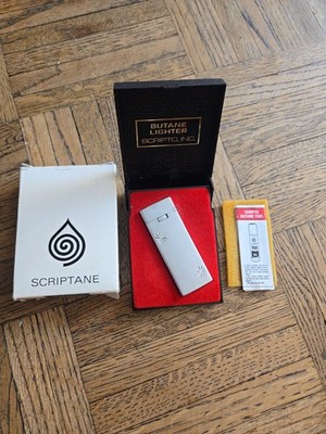 Vintage Scripto Butane Lighter In Original Box w/Instructions Chrome Galaxie NOS
