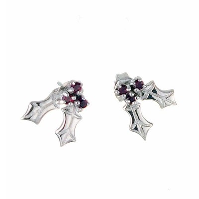 Granat Stechpalme Ohrringe Sterlingsilber roter Edelstein Beeren Handarbeit UK Design