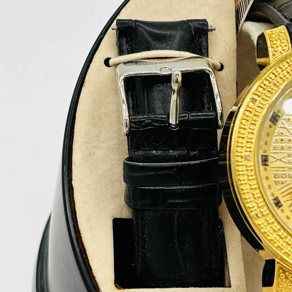 NUEVO Reloj Hombre Super Techno I-5371 Tono Oro Diamante .12 CT Foto 4 de 4