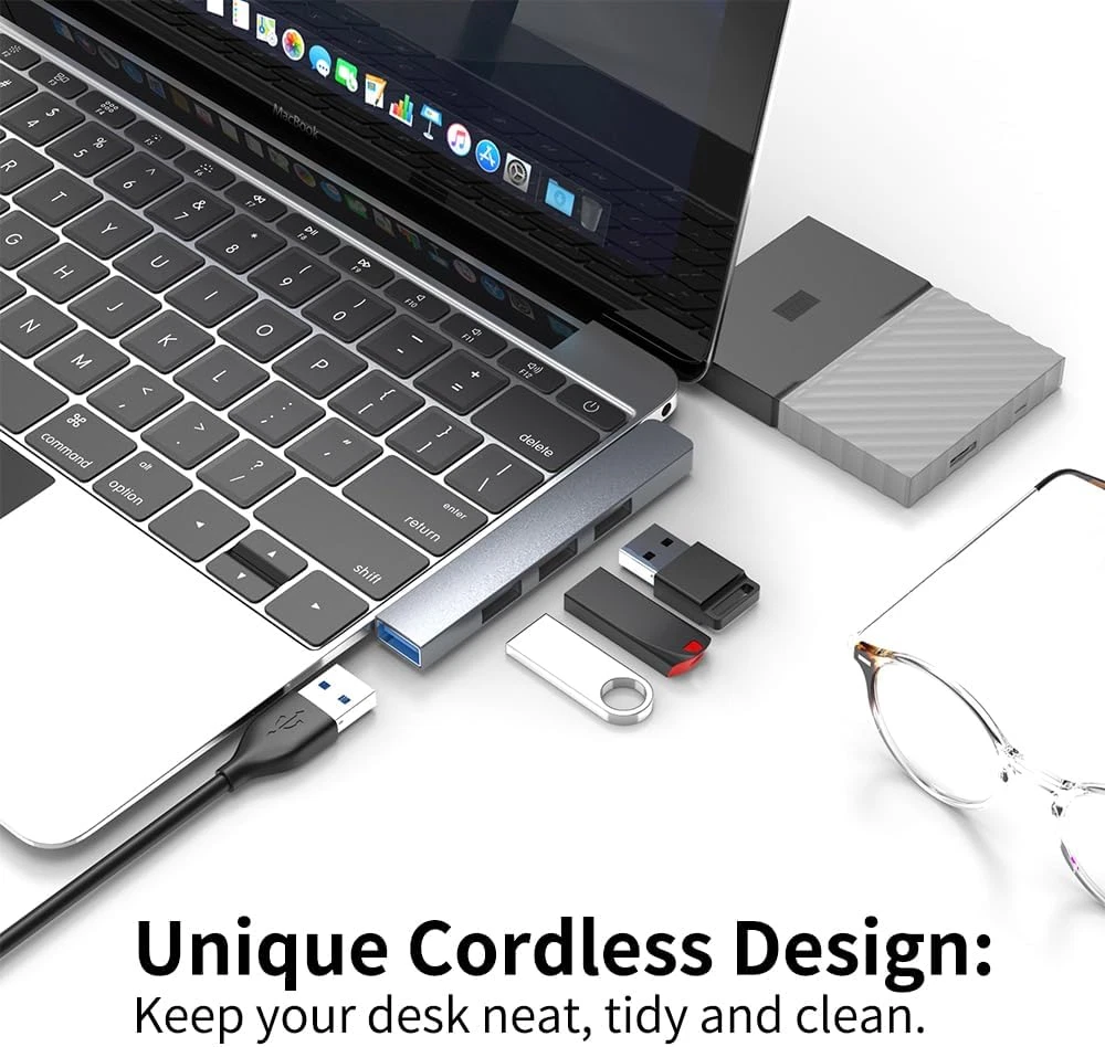2pcs USB C to USB Hub 4 Ports, Multiport Adapter, USB 3.0 Port Type C Docking US