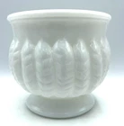 Randall Milk Glass White Planter Bowl Wheat Pattern 4 1/2 inches High Vintage