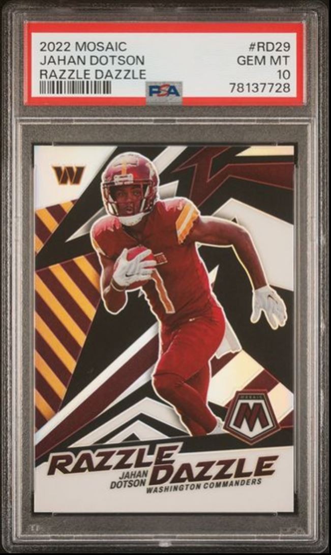 2022 Panini Mosaic Razzle Dazzle Jahan Dotson PSA 10 RC Washington Commanders