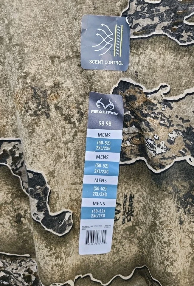 Realtree Men's Short Sleeve Camo Hunting Shirt Scent Control Tee  Men's Size XXL - Image 3 of 4