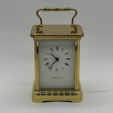 TIFFANY & Co. LIMITED BRASS CARRIAGE CLOCK WORKING ** ENGRAVED **REVLON 15 YEARS