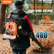 VEVOR Backpack Leaf Blower, 52CC 2-Cycle Gas Leaf Blower with 1.37L Fuel Tank