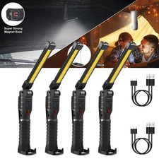 1-4 Pack Magnetic Base LED COB Work Light Rechargeable Mechanic Torch Flashlight