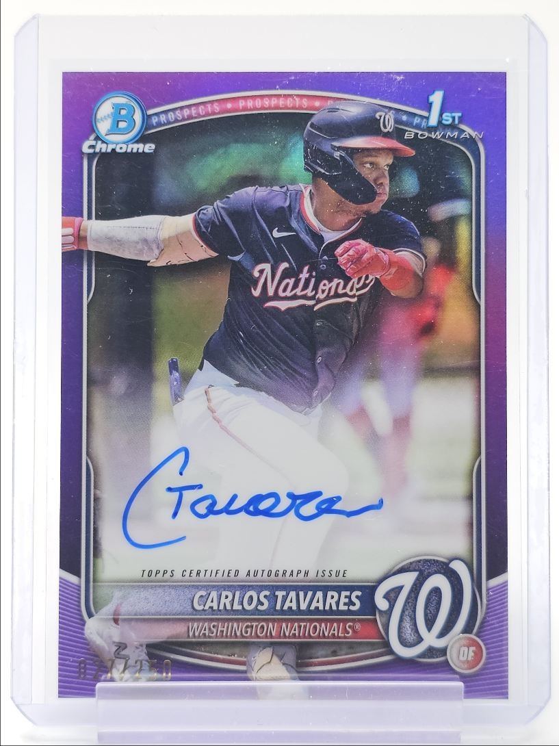 CARLOS TAVARES 2025 BOWMAN CHROME 1ST AUTOGRAPH PURPLE AUTO /250 Q4060