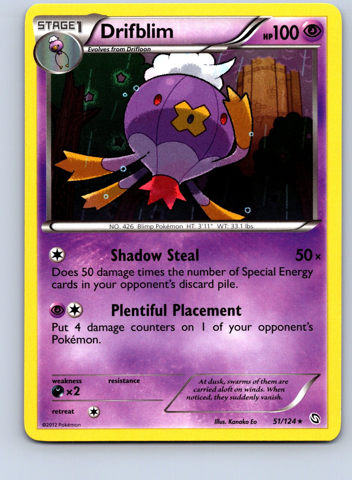 Pokemon: Dragons Exalted Drifblim #51/124 Rare .VO5