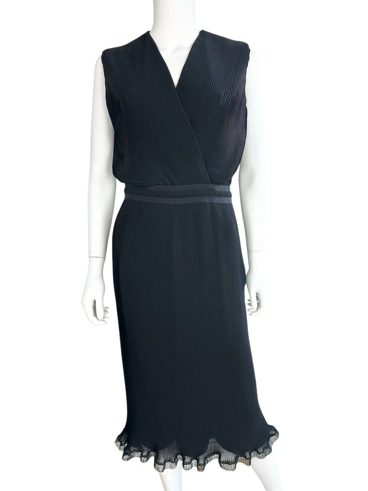 Carven black pleated sleeveless party evening cocktail dress Small - Image 2 of 4