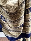 New 100% Silk Heavy Crepe Saree RITU KUMAR Style Ivory & Navy Blu Floral Paisley — photo 7