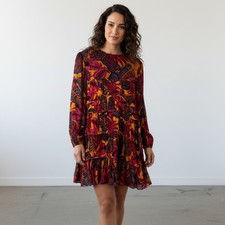 Farm Rio Long Sleeve Women's Dress Yellow Fruit Dream Size Large