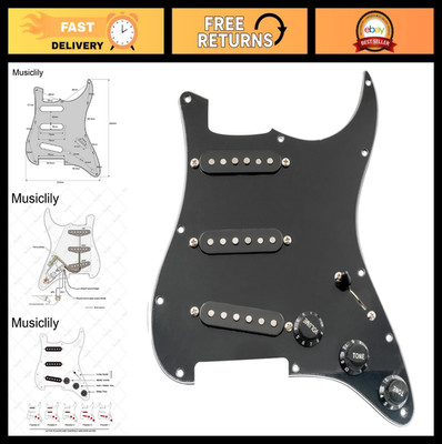 Loaded Strat Pickguard with Alnico 5 Pickups for Squier & American Strat, 3Ply B