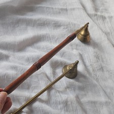 Early 1900's Victorian Era Brass and Wood Candle Snuffer