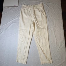 Love Tree White Linen Blend Paperbag Waist Tapered Pants Womens Medium