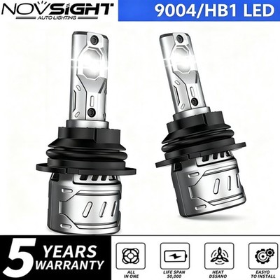 NOVSIGHT 2x 9004 HB1 LED Headlight Bulbs High Low Beam 6500K Super Bright White