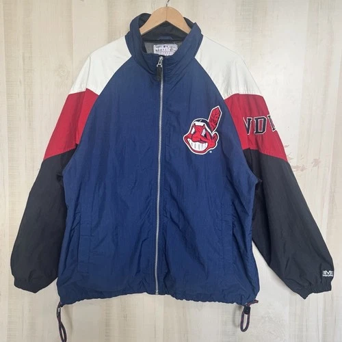 VTG Mirage Cleveland Indians Chief Wahoo Jacket Full Zip Lined Mens XL? Blue - product listing photo