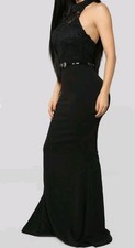 Fashion Nova Woman Black Halter Gown- Size Small