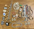 Lot of Grandma's Vintage Costume Jewelry Necklaces Earrings Bracelet Brooch Pins