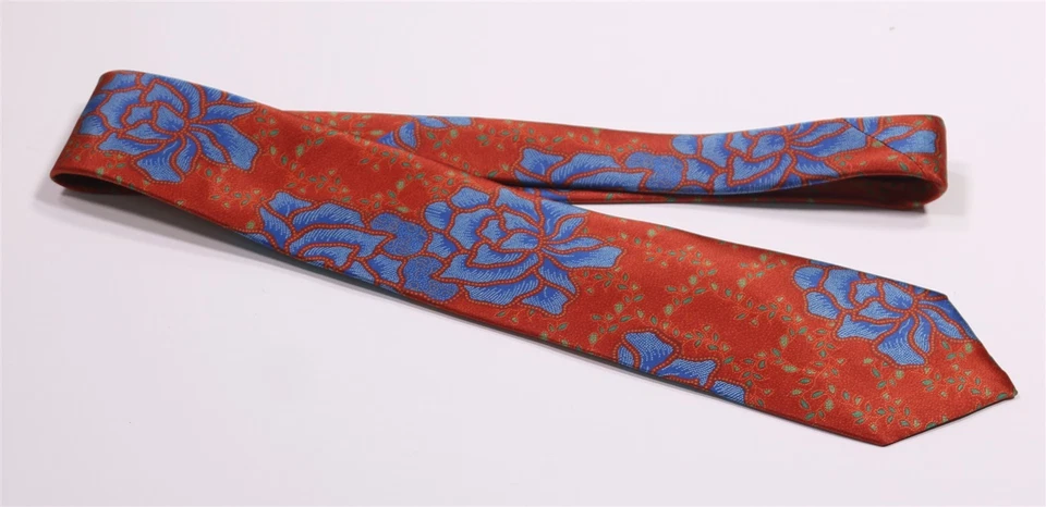 Corbata Marchesi di Como Naranja Azul Paisley Seda Foto 2 de 4