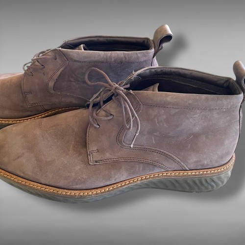 Botas Chukka Híbridas Para Hombre Talla 10 ECCO St. 1 Marrón Gamuza Cuero Forradas Usadas en Excelente Condición - Imagen 2 de 12