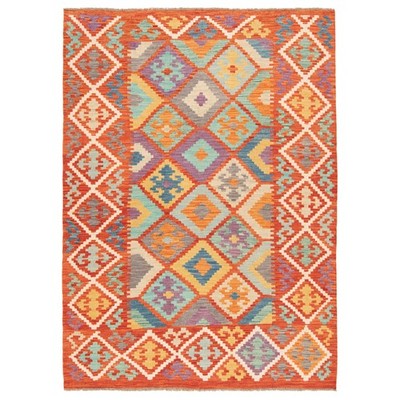 Kelim Afghan 179x132 cm Handgewebter Orientteppich kilim Wolle Carpet Rug Orange