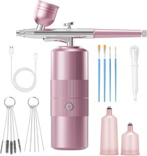 Airbrush Kit with Compressor Portable 48PSI High-Pressure Pink