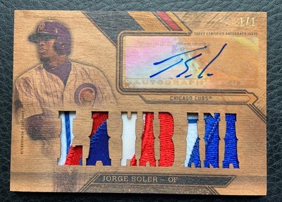 #1/1 Jorge Soler 2016 Topps Triple Threads Wood Cubs Patch Auto #TTAR-JS02