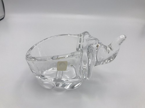 Sasaki Crystal Elephant Clear Candy Dish Bowl Clear Trunk Raised 6" Long - Picture 4 of 8